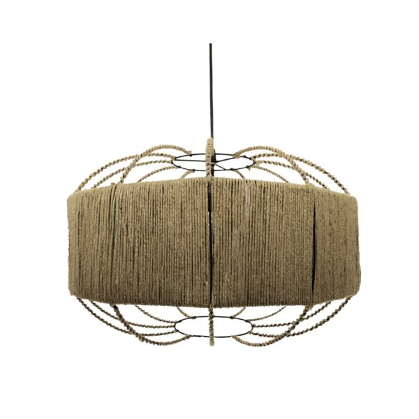 χειροποίητο φωτιστικό σε σχήμα οβάλ από γιούτα και σύρμα